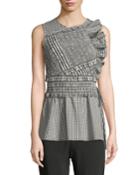 Gathered Gingham Ruffle Tank