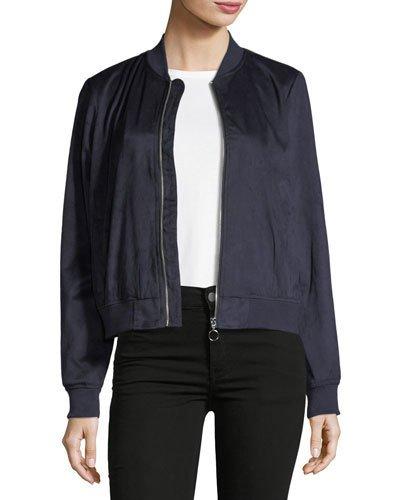 Faux-suede Embroidered Bomber Jacket