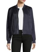 Faux-suede Embroidered Bomber Jacket