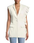 Girl With A Dream Ruffle-trim Single-button Vest