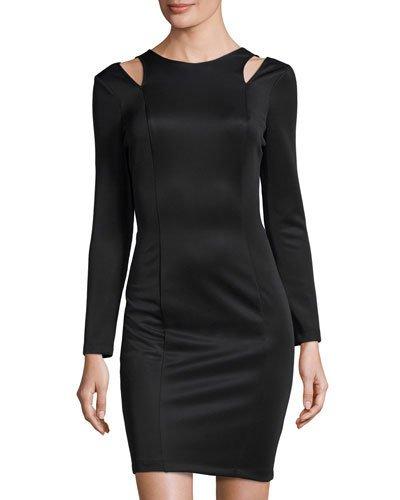 Cutout Shoulder Sheath Dress, Black