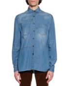 Faded Denim Patch Shirt,
