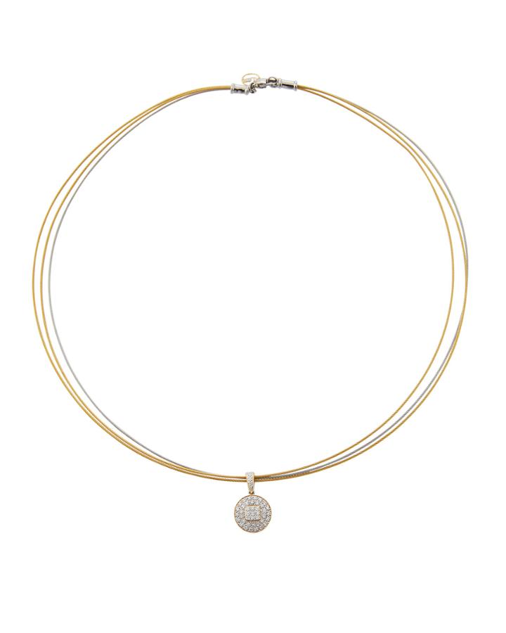 18k Diamond Pendant Necklace, Yellow/gray