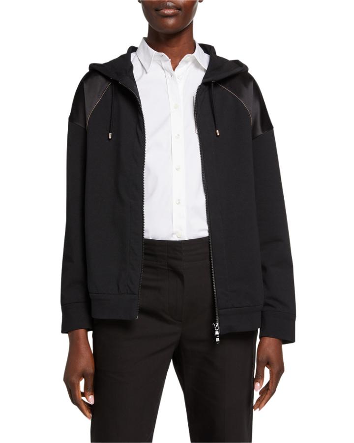 Monili Trim Silk-blend Hooded Jacket