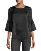 Satin 3/4-bell-sleeve Top