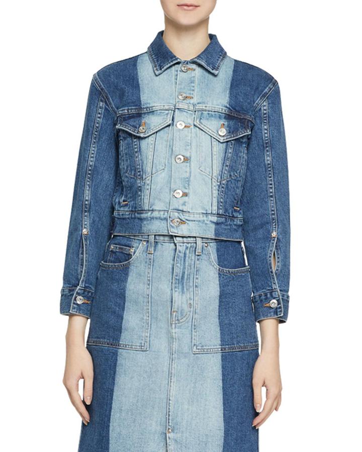 Two-tone Cropped Denim Jacket