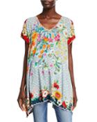 Lewit Floral-print Scallop-trim Top