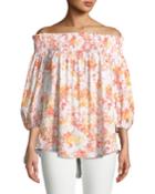 Lou Off-the-shoulder Floral-print Cotton Top