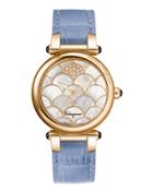34mm Idillio Watch W/ Mother-of-pearl & Diamond Dial & Leather