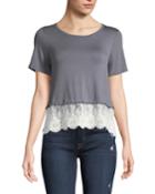 Lace-hem Jersey Tee