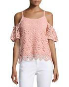 Cold-shoulder Eyelet Top,