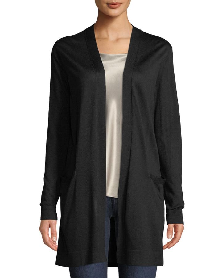 Open-front Velvet-back Cardigan