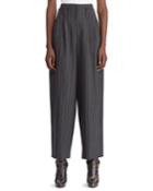 50th Anniversary Celesse High-waist Tapered-leg Textured Morning Stripe Wool Pants