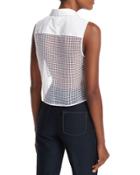 Sleeveless Lace-back Crop Top, White