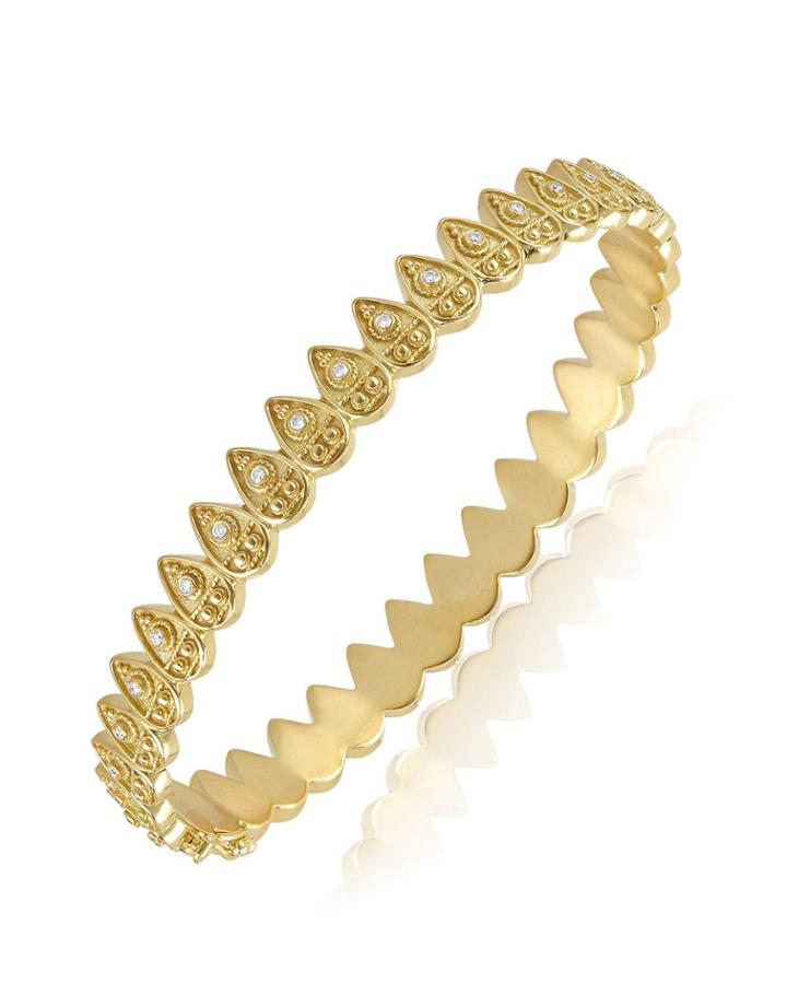 Heritage Petal Hinged Bracelet With Diamonds