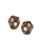 18k Rose Gold Smoky Quartz Mixed-diamond Earrings