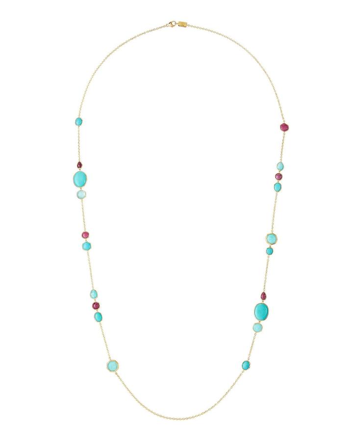 18k Rock Candy Long Station Necklace In Caribbean Blue