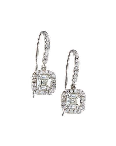 18k Asscher-cut Diamond Drop Earrings,