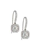 18k Asscher-cut Diamond Drop Earrings,