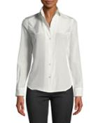 Satin Button-front Blouse