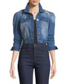 Puff-sleeve Cropped Denim Jacket