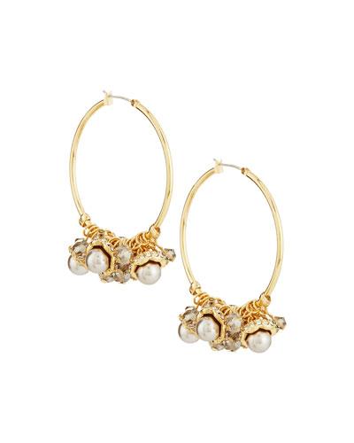 Multimedia Hoop Earrings, Gold
