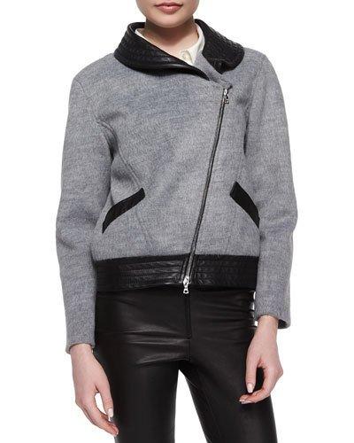 Charlotte Soft-textured Leather-trim Jacket
