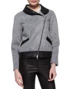 Charlotte Soft-textured Leather-trim Jacket