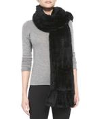 Knitted Rabbit Fur Wrap With Pocket, Black