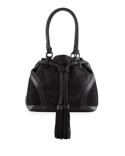 Heidi Faux-leather Bucket Bag, Black