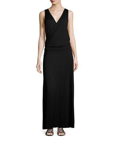 Crossover Jersey Maxi Dress, Black