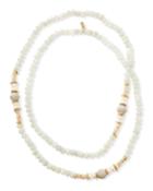 Long Moonstone & Leather Necklace, White