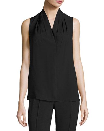 Mikayla Sleeveless V-neck Blouse, Black
