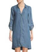 Button-down Chambray Shift Dress With