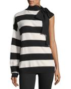 Striped One-shoulder Wool-cashmere Pullover