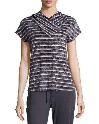 Tie-dye Short-sleeve Hoodie Top, Moon