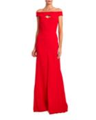 Elly Off-the-shoulder Keyhole-neck Gown