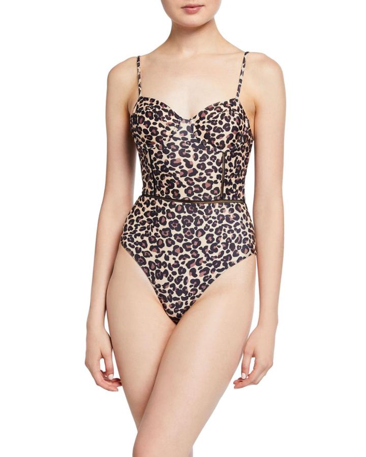 Leopard-print Bustier One-piece