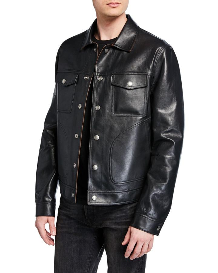 Men's Reversible Bonded-leather Jacket