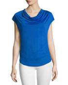 Cowl-neck Curved-hem Top