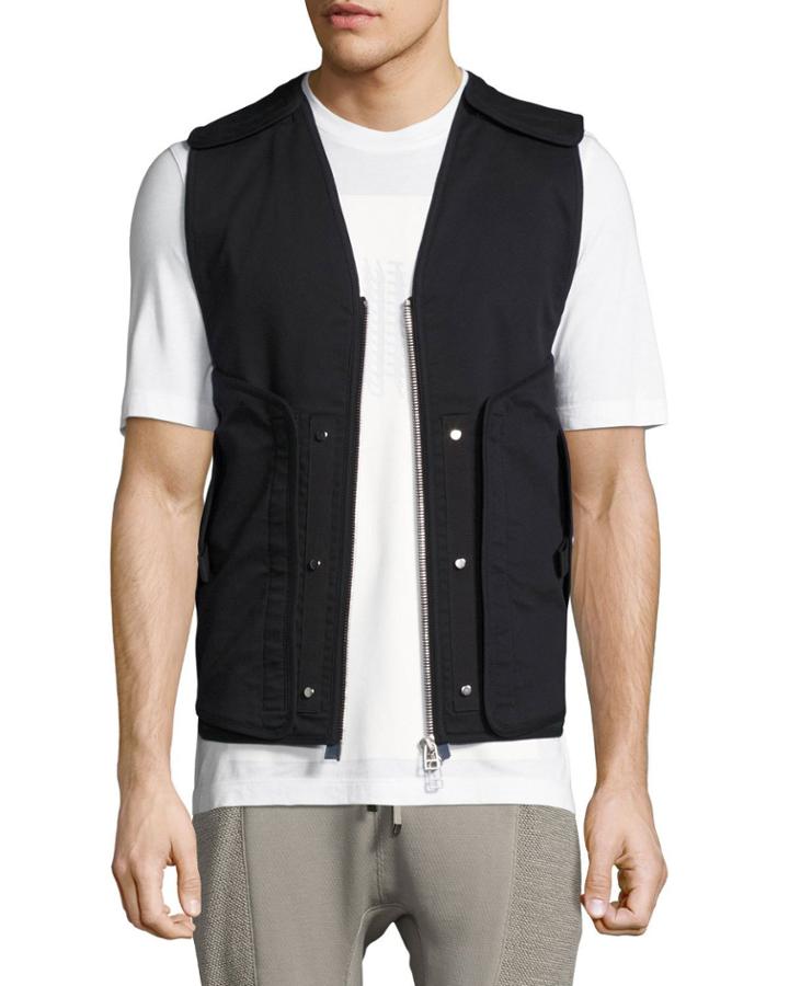 Zip-front Utility Vest, Black