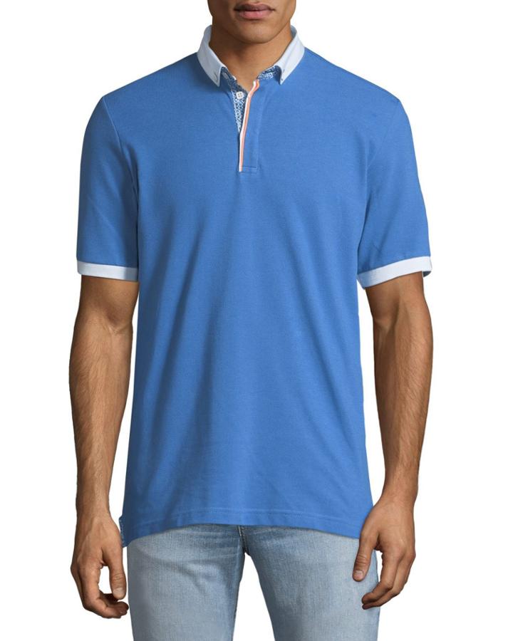 Shaped-fit Contrast-trim Button-collar Polo