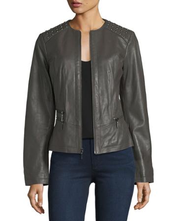 Studded-shoulder Leather