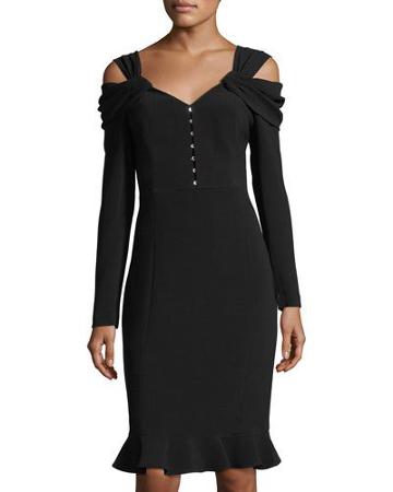 Cold-shoulder Long-sleeve Corset Dress