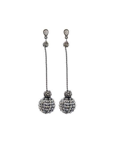 Crystal Fireball Dangle Earrings, Gray