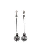 Crystal Fireball Dangle Earrings, Gray