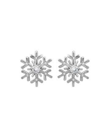 18k White Gold Diamond Snowflake Earrings