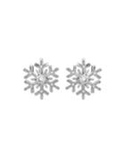 18k White Gold Diamond Snowflake Earrings