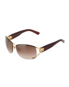 Oval Gradient Sunglasses With Open Gg Temple, Tortoise/gold