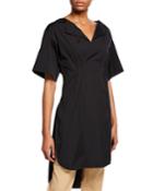Split-neck Short-sleeve High-low Tunic